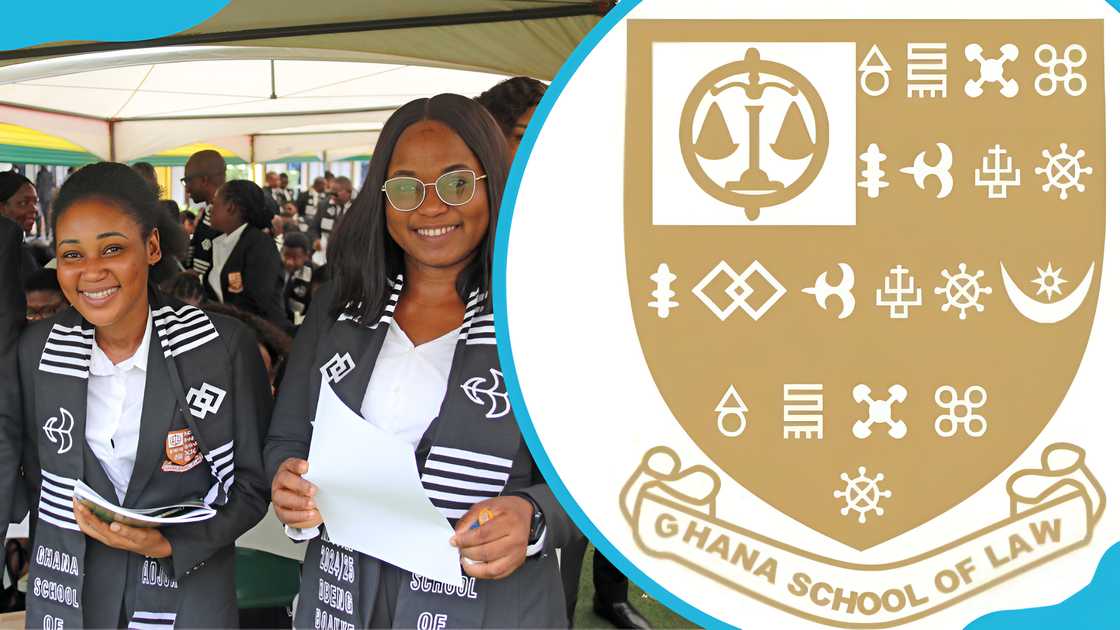 Ghana School of Law students and logo