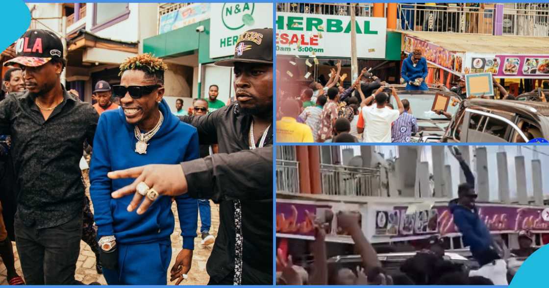 Shatta Wale Touches Down In Kumasi, Spray Money Into Crowd At The Airport, Peeps React To Video