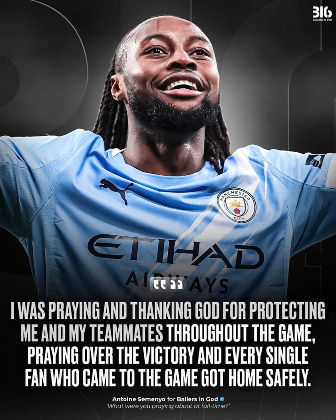 Antoine Semenyo, Semenyo Manchester City, Semenyo Premier League debut, Semenyo first Premier League goal, Manchester City new signing, Ghanaian footballer, Premier League goals, Pep Guardiola, Wolves vs Manchester City, Semenyo prayer