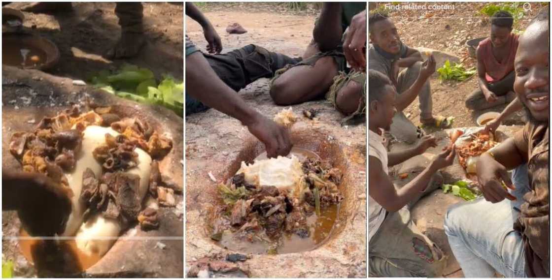 Ghanaian men eating fufu