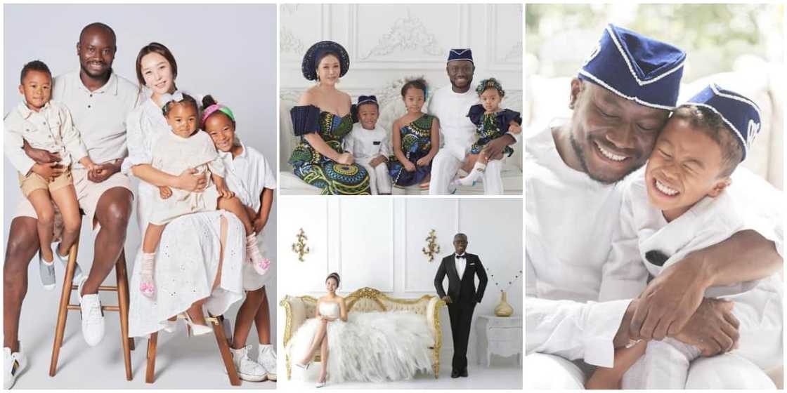 Nigerian man who married beautiful South Korean lady causes stir online as cute family photos with 3 kids go viral Nigerian man who married beautiful South Korean lady causes stir online as cute family photos with 3 kids go viral