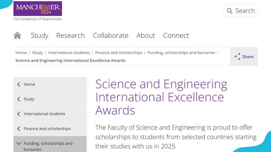The University of Manchester Science and Engineering International Excellence Awards website section. The University of Manchester Science and Engineering International Excellence Awards website section.