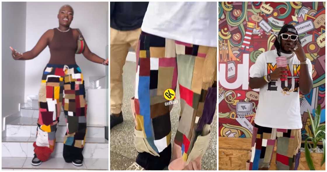 Fella Makafui and Medikal rock the same pair of trousers