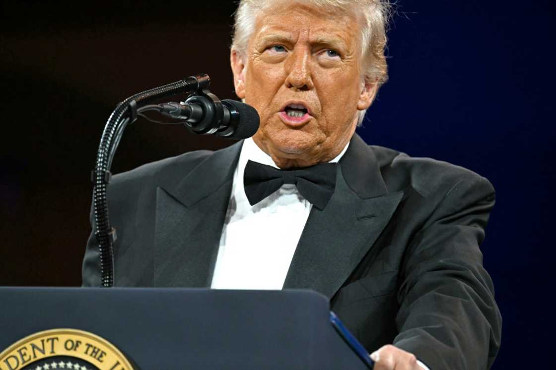 US President Donald Trump speaks at the National Republican Congressional Committee's (NRCC) "President's Dinner" at the National Building Museum in Washington, DC on April 8, 2025. US President Donald Trump speaks at the National Republican Congressional Committee's (NRCC) "President's Dinner" at the National Building Museum in Washington, DC on April 8, 2025.