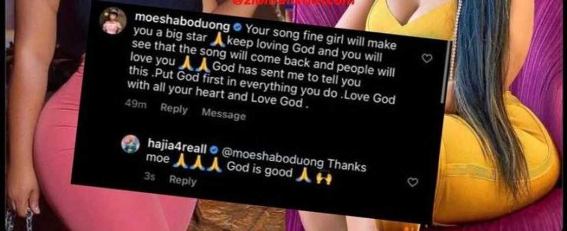 Moesha Buduong prophesies to Hajia4real on her 'Fine Girl' song Moesha Buduong prophesies to Hajia4real on her 'Fine Girl' song