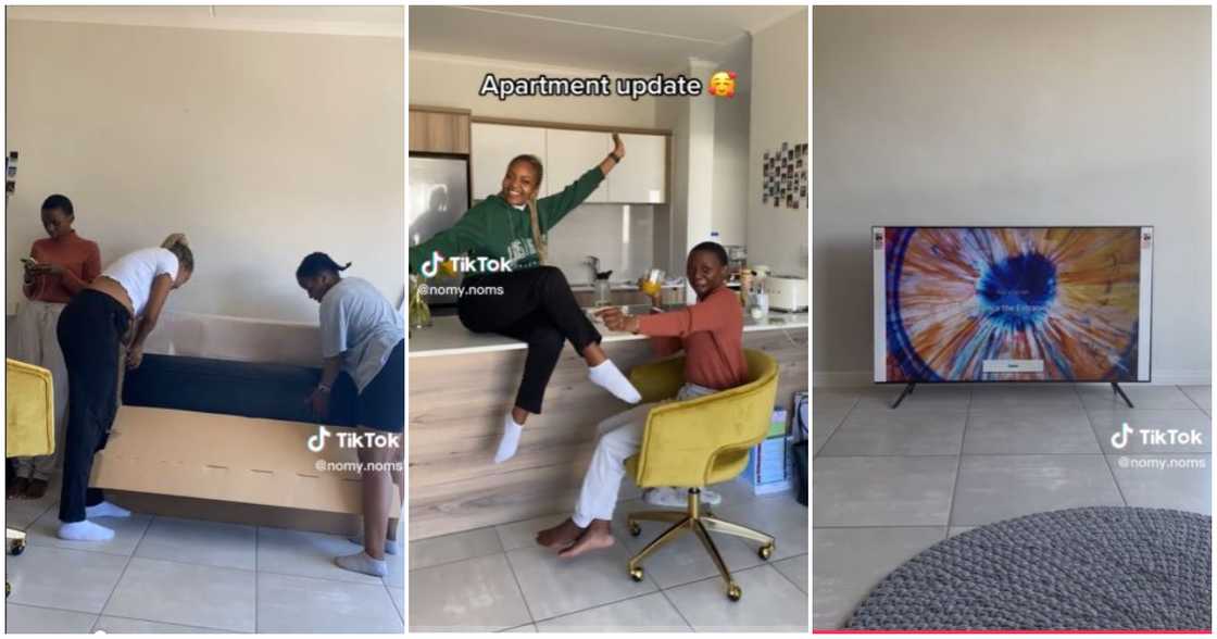 A woman and her friends at her new home A woman and her friends at her new home