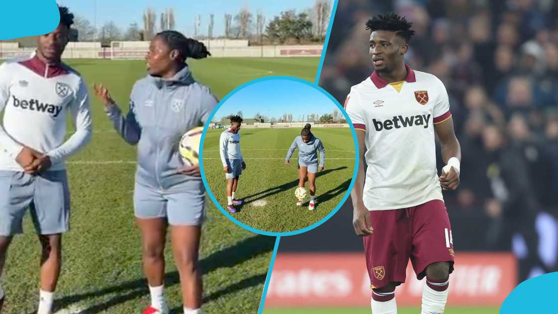 Black Queens star Freda Ayisi dared West Ham playmaker Mohammed Kudus to a football skill contest. Black Queens star Freda Ayisi dared West Ham playmaker Mohammed Kudus to a football skill contest.