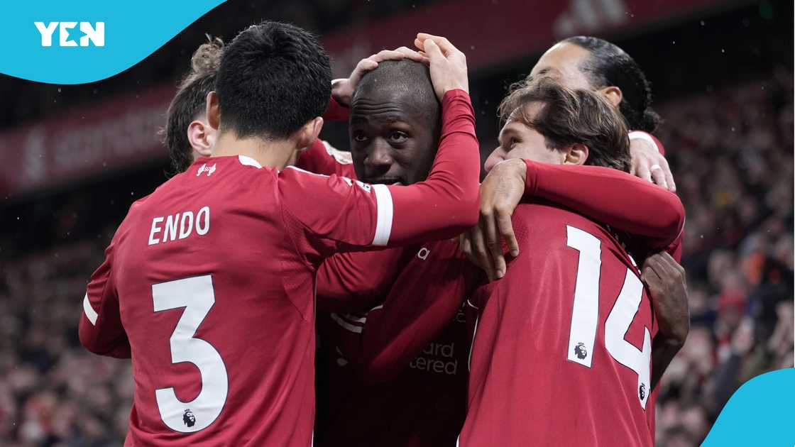 Ibrahima Konate, Liverpool FC, Konate scoring emotional goal, Konate's father's passing, Premier League match, Anfield atmosphere.