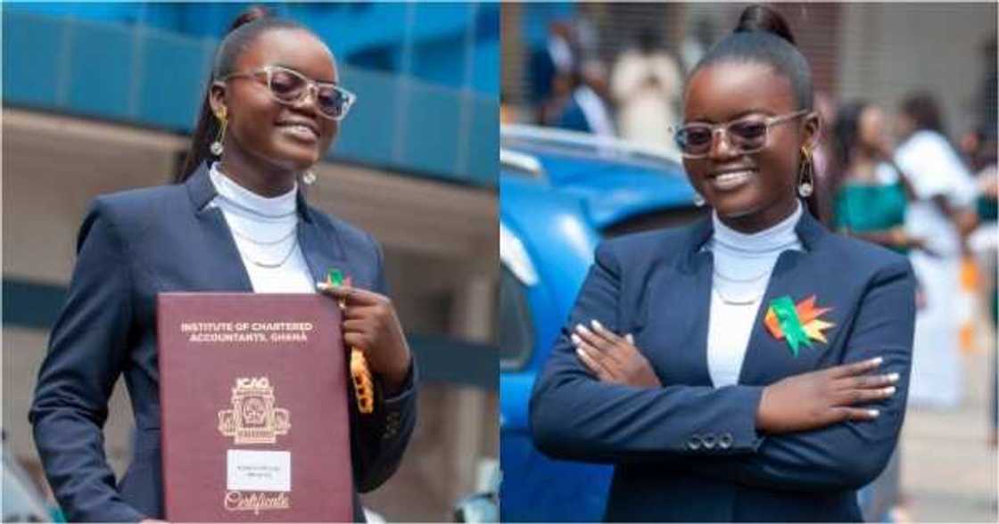 Karen Owusu-Boakye shows off her certificate as she becomes a Chartered Accountant