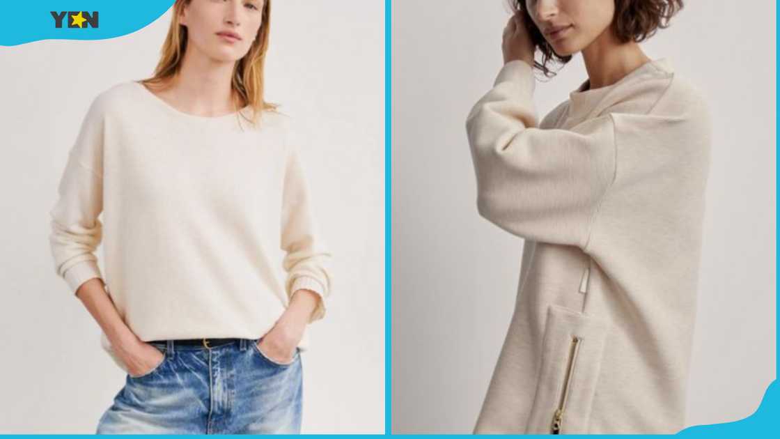 Ladies wearing short and long boyfriend sweaters Ladies wearing short and long boyfriend sweaters