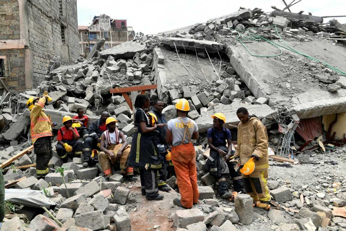 The building was under construction when it suddenly caved in on Monday in a town on the outskirts of Nairobi The building was under construction when it suddenly caved in on Monday in a town on the outskirts of Nairobi