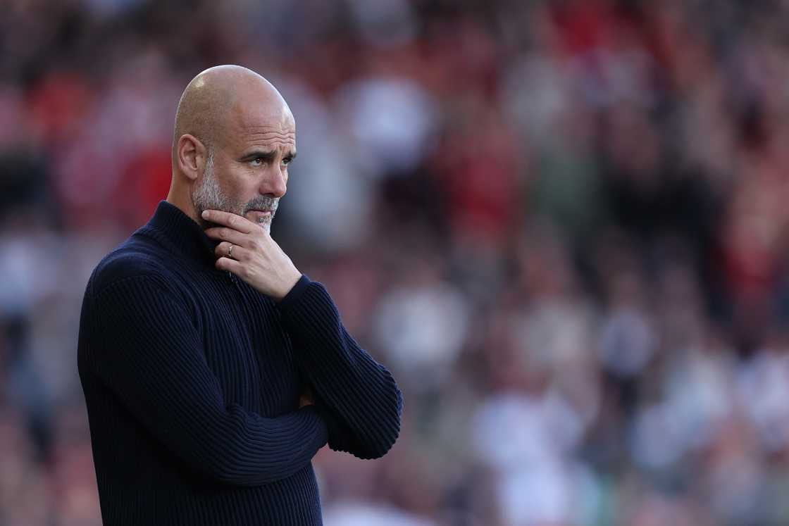Pep Guardiola Head Coach of Manchester City looks on during the Emirates FA Cup Quarter Final match between AFC Bournemouth and Manchester City at Vitality Stadium on March 30, 2025 in Bournemouth, England Pep Guardiola Head Coach of Manchester City looks on during the Emirates FA Cup Quarter Final match between AFC Bournemouth and Manchester City at Vitality Stadium on March 30, 2025 in Bournemouth, England