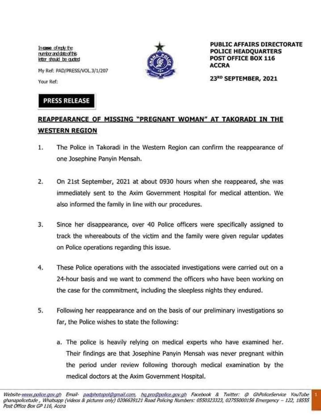 Takoradi 'pregnant' woman now a crime suspect - Police reveals Takoradi 'pregnant' woman now a crime suspect - Police reveals