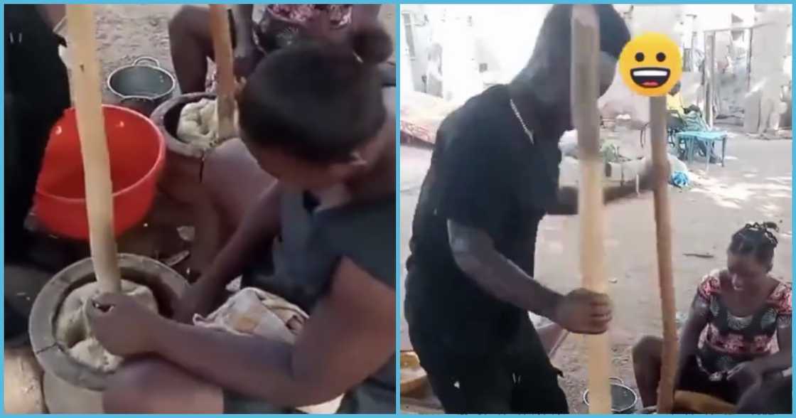 Man pounding fufu