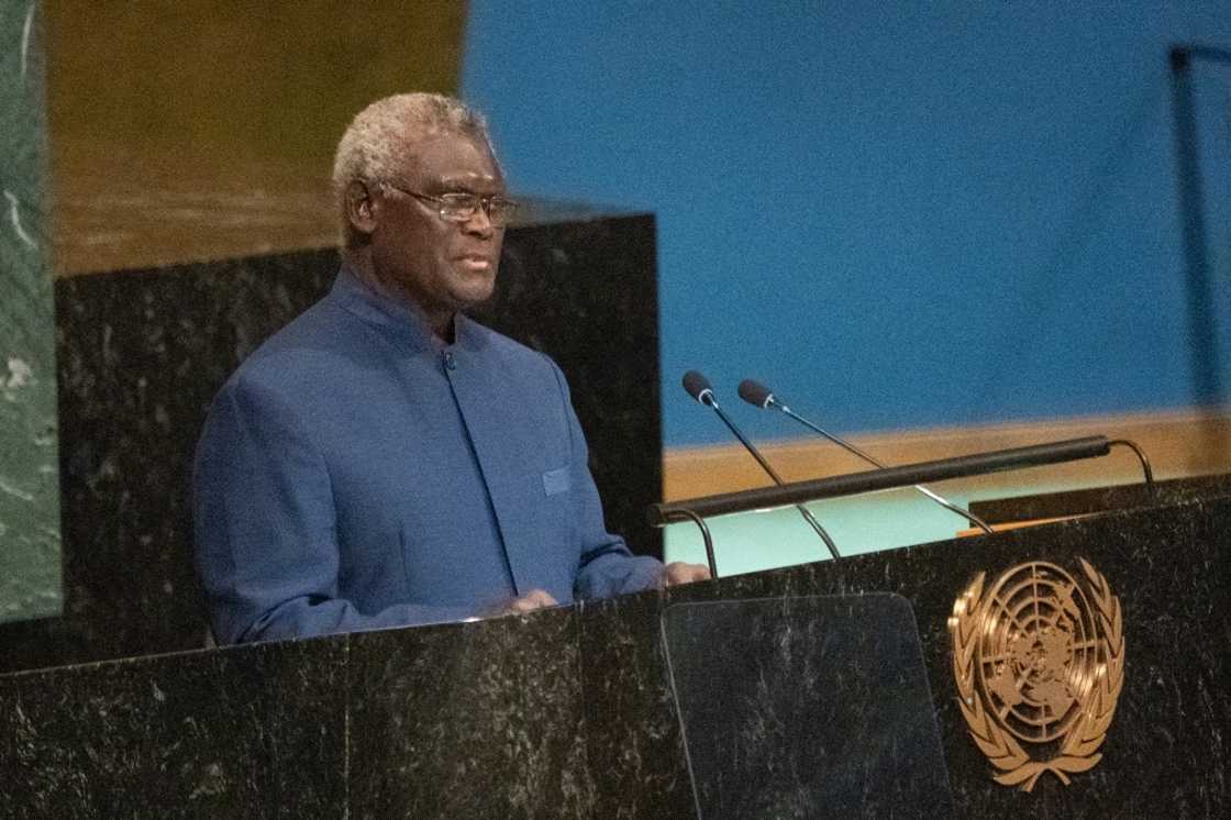 Solomon Islands Prime Minister Manasseh Sogavare addresses the 77th session of the United Nations General Assembly Solomon Islands Prime Minister Manasseh Sogavare addresses the 77th session of the United Nations General Assembly