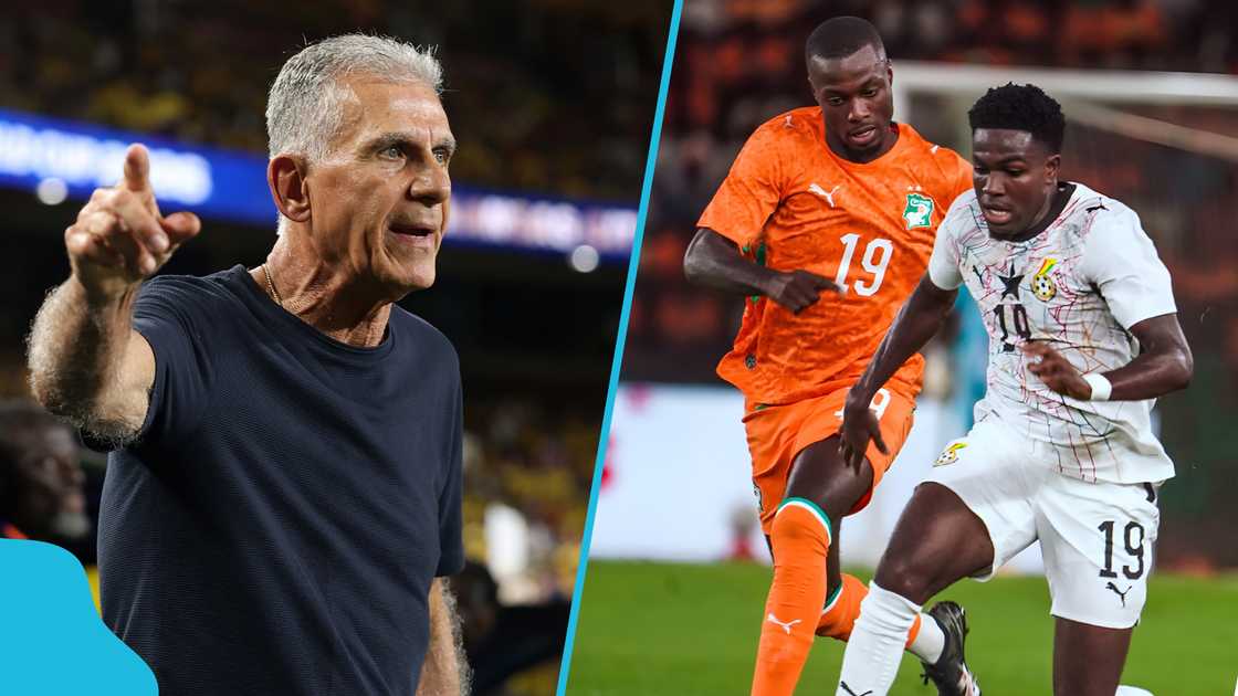 Carlos Queiroz, Ghana, Côte d'Ivoire, 2027 Africa Cup of Nations qualifiers, Ghana national team, Ghana 2-0 defeat, Ivory Coast football team, Ghana vs Gambia, AFCON qualification Group C, Franck Kessié penalty, Ghana finishing problems.