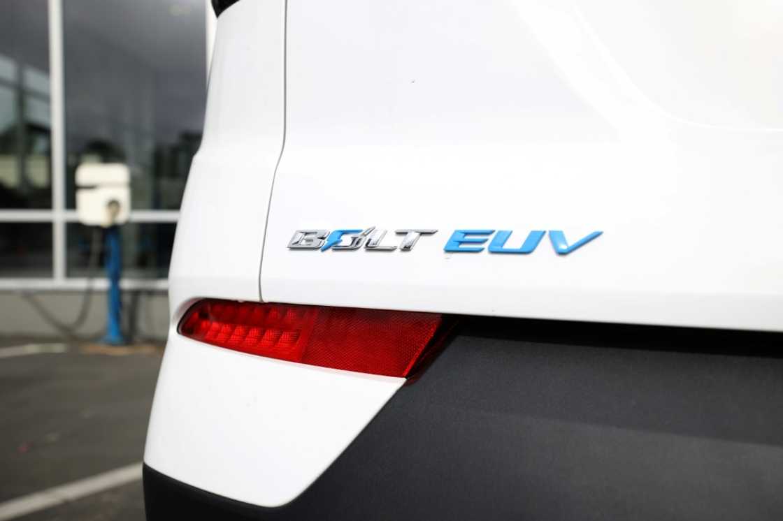 A Chevrolet Bolt EUV is seen on a sales lot in Colma, California in October 2021 A Chevrolet Bolt EUV is seen on a sales lot in Colma, California in October 2021
