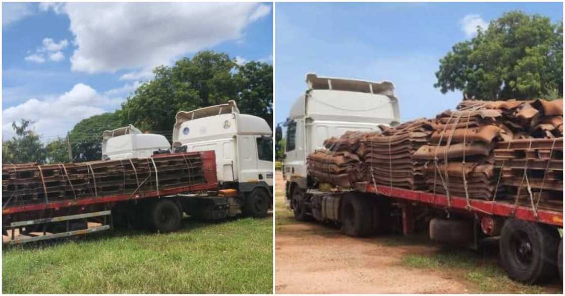 Police arrest trucks transporting rail tracks