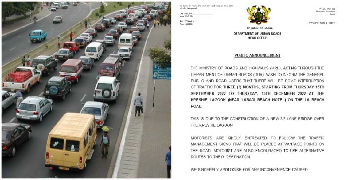 La-Teshie-Accra road road to be closed for bridge construction La-Teshie-Accra road road to be closed for bridge construction