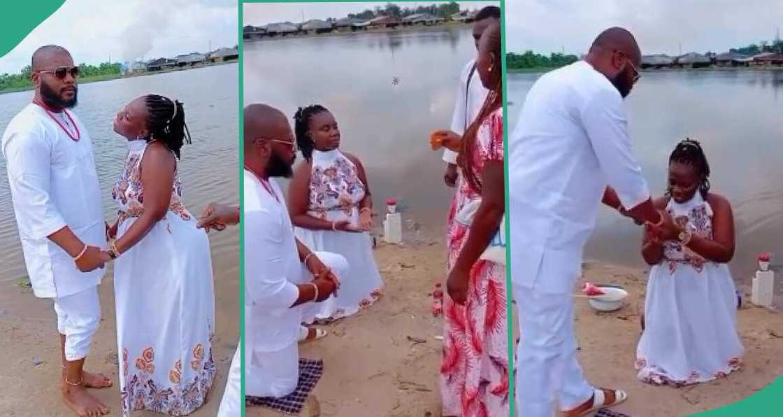 Video shows Nigerian couple getting married by riverside, stirs mixed reactions Video shows Nigerian couple getting married by riverside, stirs mixed reactions