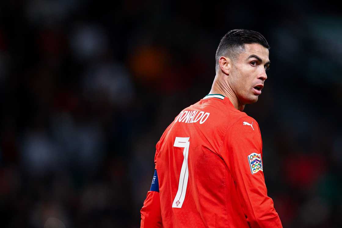 Cristiano Ronaldo of Portugal gestures during the UEFA Nations League Quarterfinal Leg Two match between Portugal and Denmark at Estadio Jose Alvalade on March 23, 2025 in Lisbon, Portugal Cristiano Ronaldo of Portugal gestures during the UEFA Nations League Quarterfinal Leg Two match between Portugal and Denmark at Estadio Jose Alvalade on March 23, 2025 in Lisbon, Portugal
