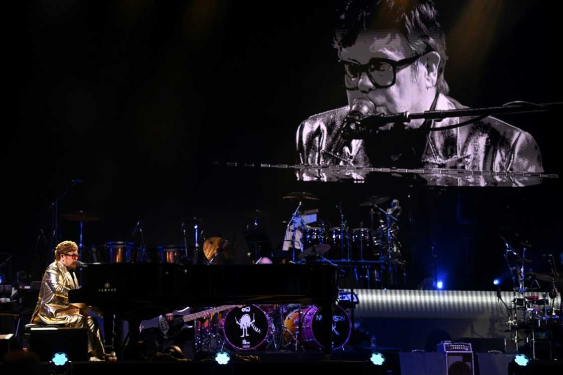 British legendary singer Elton John performs at the Glastonbury festival in the village of Pilton in southwest England, in June 2023 British legendary singer Elton John performs at the Glastonbury festival in the village of Pilton in southwest England, in June 2023