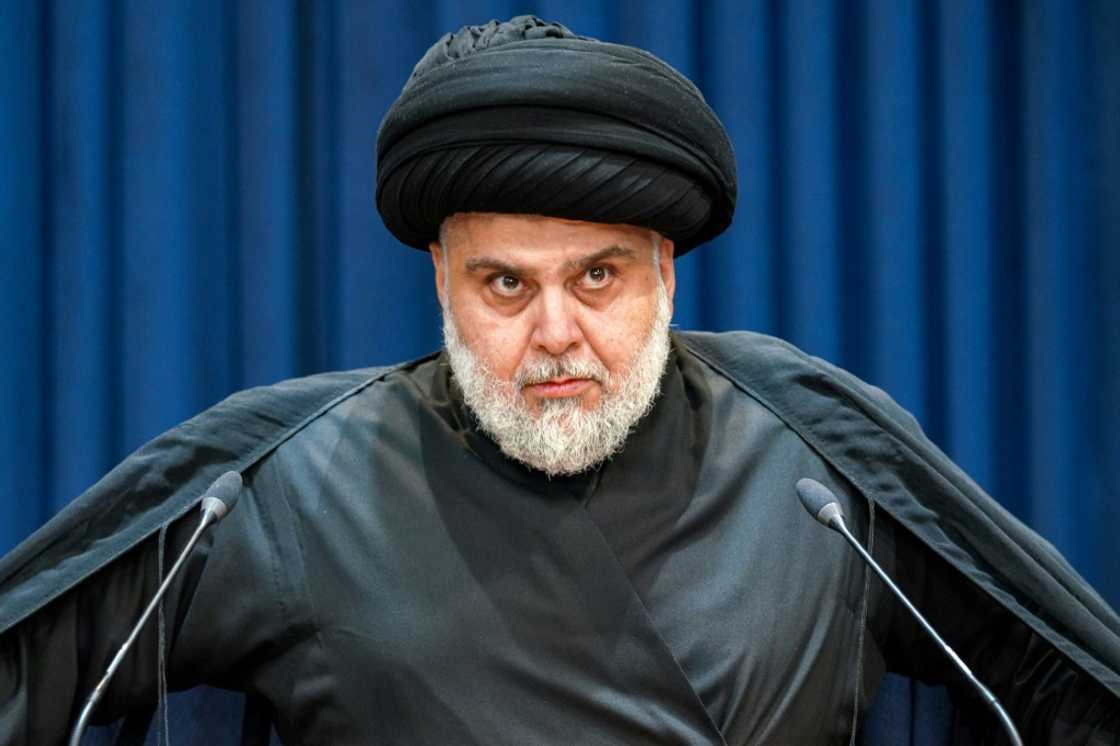 Sadr gives a speech in Iraq's central holy shrine city of Najaf Sadr gives a speech in Iraq's central holy shrine city of Najaf
