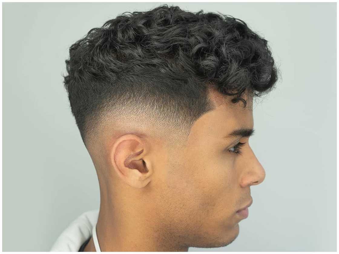 Mid-fade curly hair