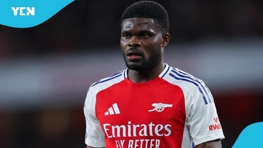 Thomas Partey of Arsenal during the Premier League match between Arsenal FC and Crystal Palace FC at Emirates Stadium on April 23, 2025 in London, England