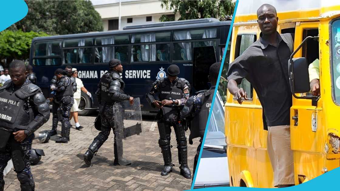 Ghana Police Service, Trotro driver, Mate, Prosecution, Court, Trotro passengers, Obstructing driver, Court fine, Jail term. Ghana Police Service, Trotro driver, Mate, Prosecution, Court, Trotro passengers, Obstructing driver, Court fine, Jail term.