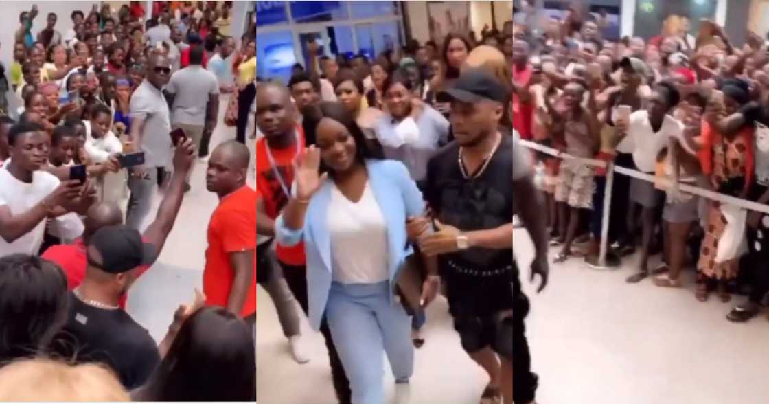 Jackie Appiah: Actress Causes Traffic at African mall with Hundreds Rushing to see her in Video