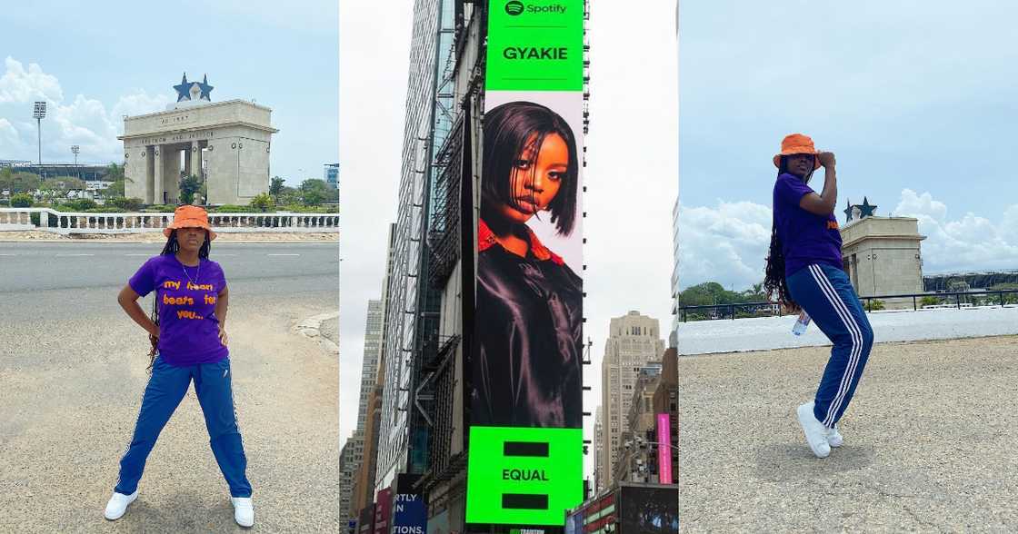 Billboard of Gyakie appears in New York City. Ghanaians express joy for her