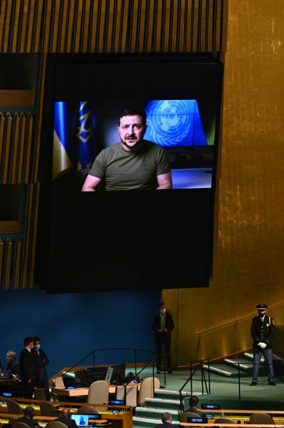 Ukrainian President Volodymyr Zelensky warned the United Nations General Assembly that Russia was conducting 'radiation blackmailing' by turning Ukrainian nuclear power plants into targets Ukrainian President Volodymyr Zelensky warned the United Nations General Assembly that Russia was conducting 'radiation blackmailing' by turning Ukrainian nuclear power plants into targets