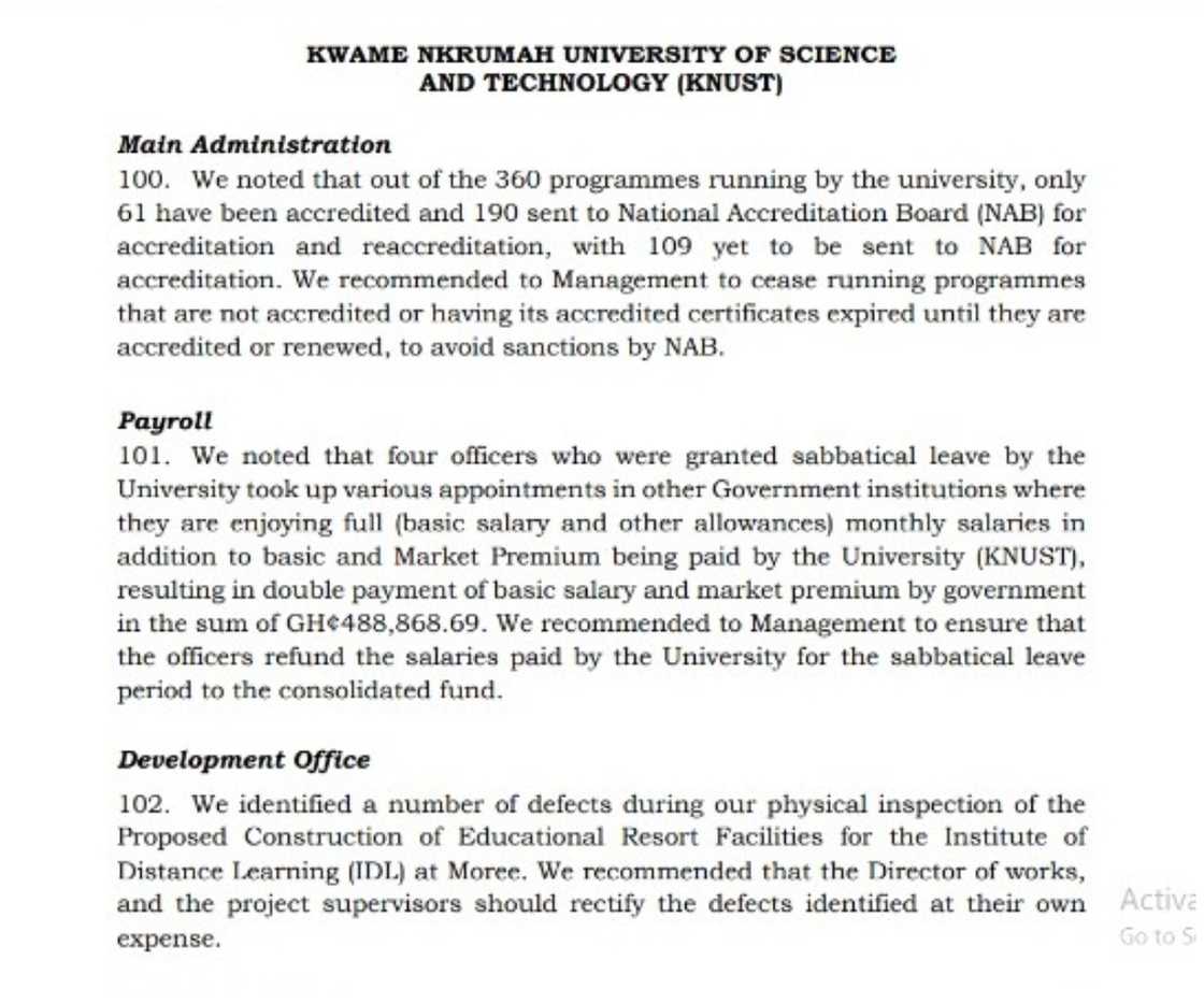 A-G's report on KNUST A-G's report on KNUST