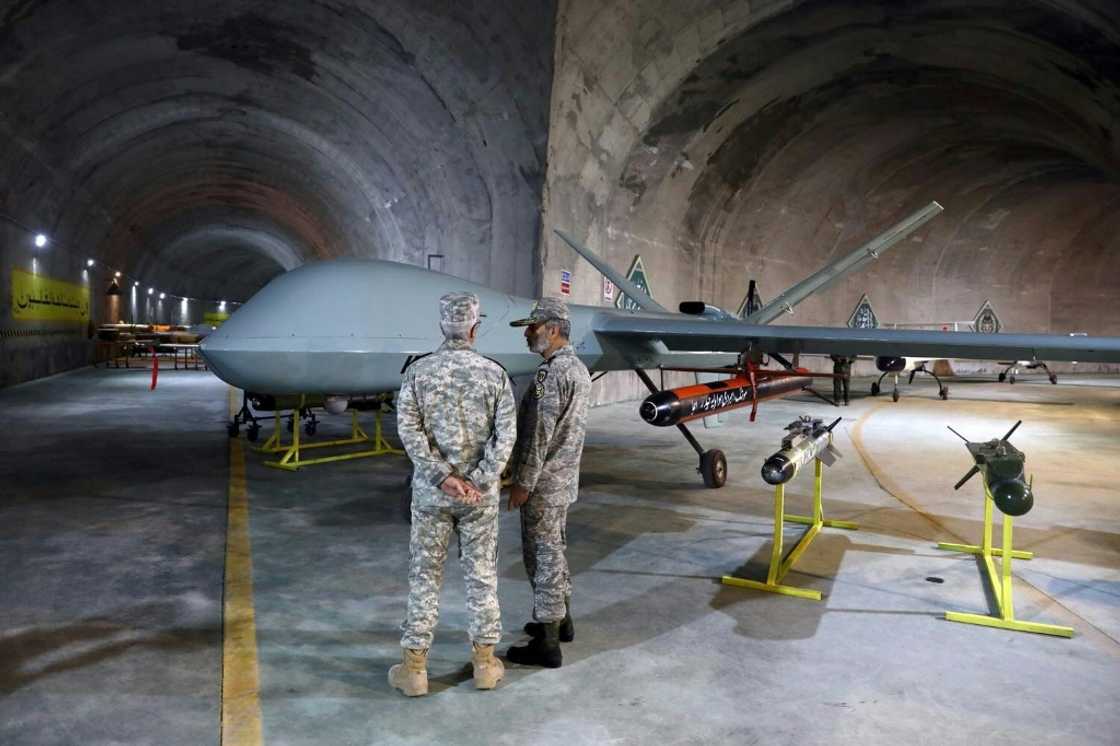 Iranian military unmanned aerial vehicles (UAVs or drones) at an underground base in an undisclosed location in Iran. Iranian military unmanned aerial vehicles (UAVs or drones) at an underground base in an undisclosed location in Iran.