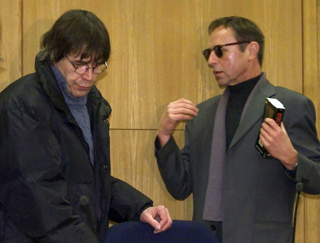 Klein (left) in 2001 during his trial in Germany Klein (left) in 2001 during his trial in Germany