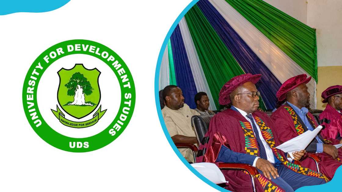 The UDS logo and members of UDS staff in academic dresses during a recent event The UDS logo and members of UDS staff in academic dresses during a recent event