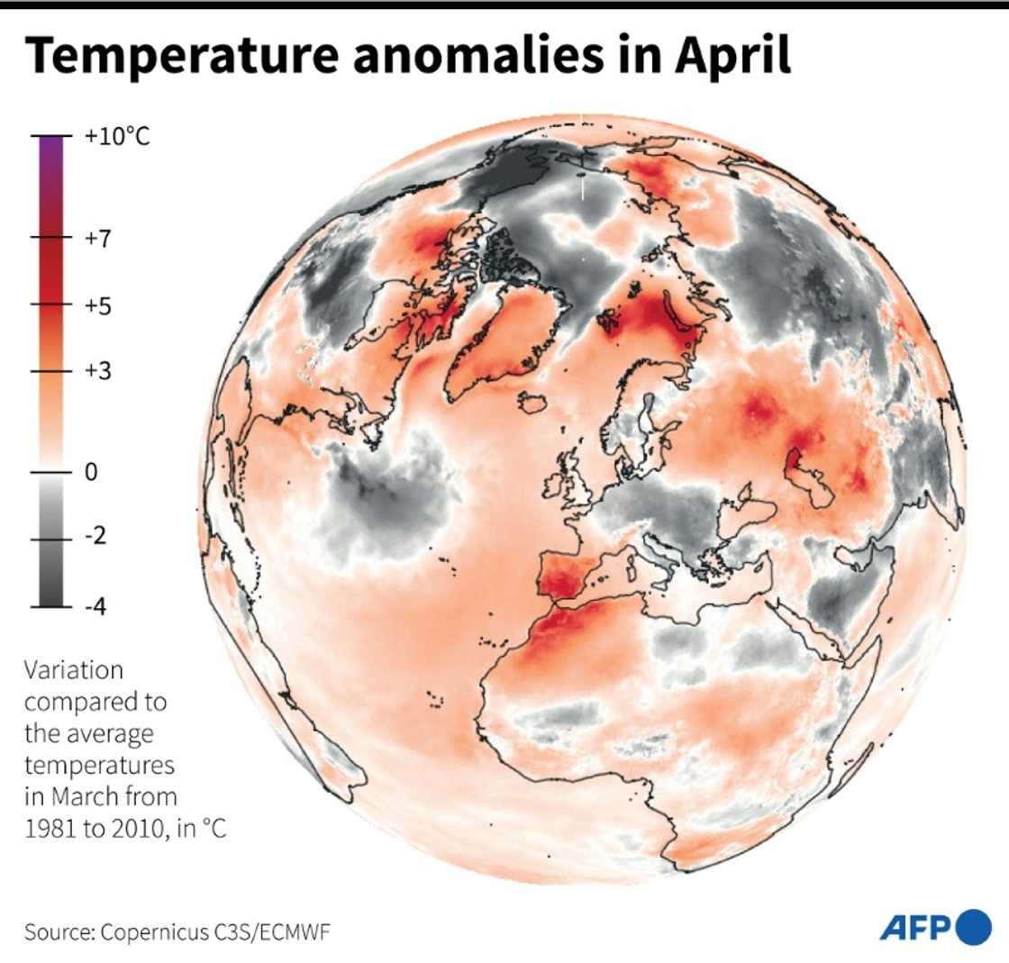 Temperature anomalies in April Temperature anomalies in April
