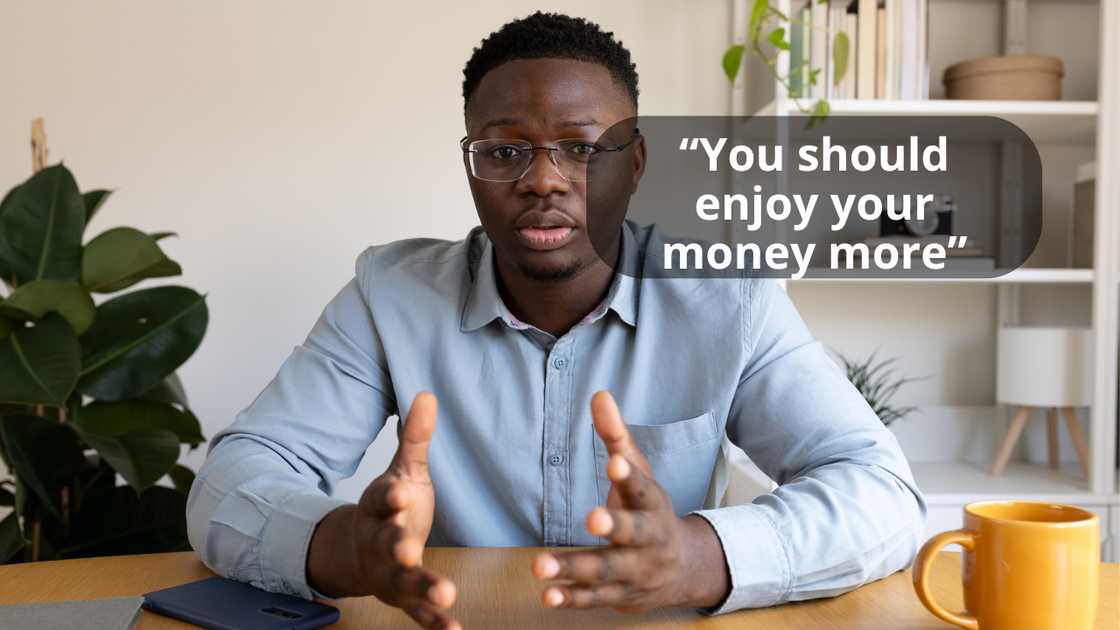 Young adult man explaining Young adult man explaining