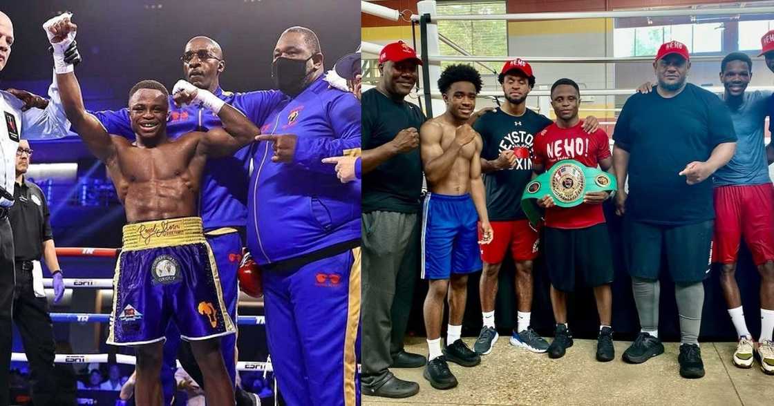 Isaac Dogboe receives NABF belt in his gym in Washington DC; photo drops Isaac Dogboe receives NABF belt in his gym in Washington DC; photo drops