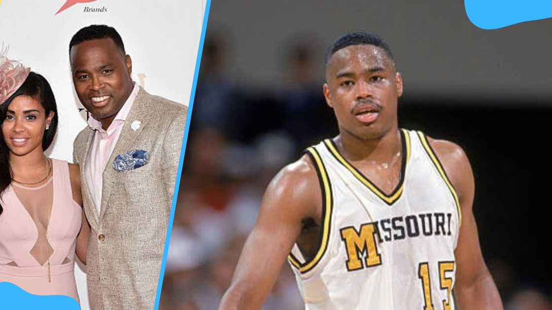 Melvin Booker with his partner at the 142nd Kentucky Derby at Churchill Downs and playing for the University of Missouri Tigers.