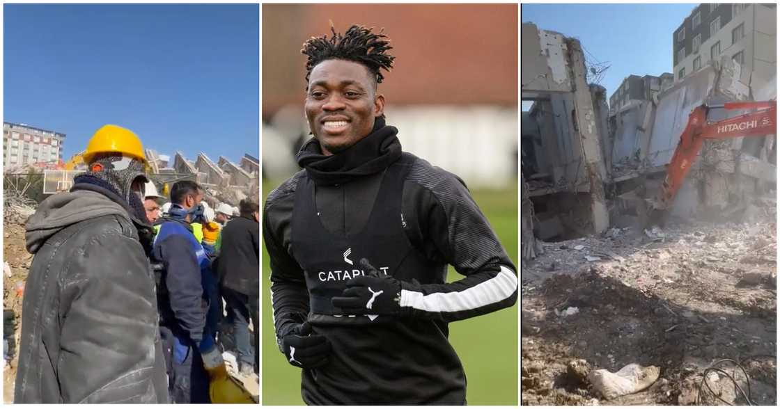 Miners at the suspected residence of Christian Atsu as they dig through the rubble for victims Miners at the suspected residence of Christian Atsu as they dig through the rubble for victims
