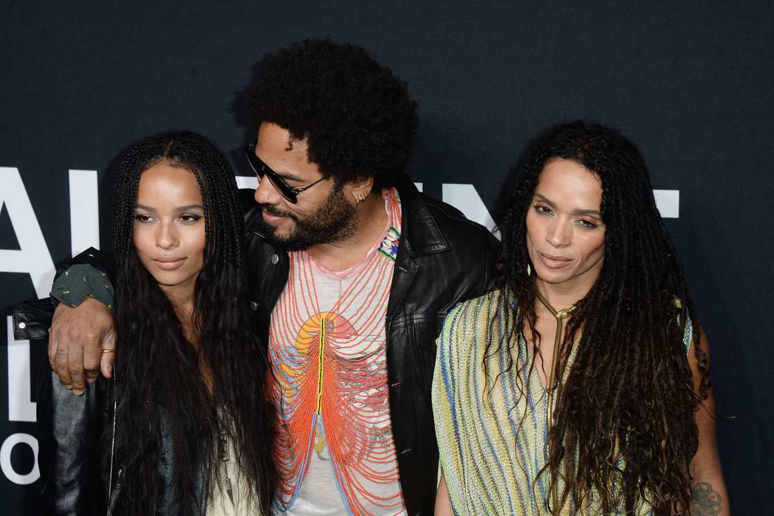 Zoe (L) Lenny (M), and Lisa (R) arrive at the Saint Laurent show at the Hollywood Palladium