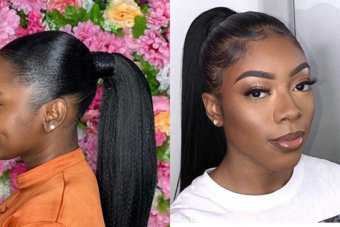 Packing gel hairstyle with straight weavon Packing gel hairstyle with straight weavon