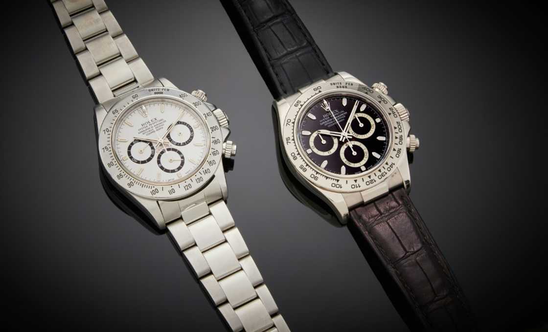 This Sotheby's handout image shows two Rolex Daytona watches worn by iconic actor Paul Newman, and which are expected to fetch more than $500,000 each when they are auctioned in June 2023 This Sotheby's handout image shows two Rolex Daytona watches worn by iconic actor Paul Newman, and which are expected to fetch more than $500,000 each when they are auctioned in June 2023