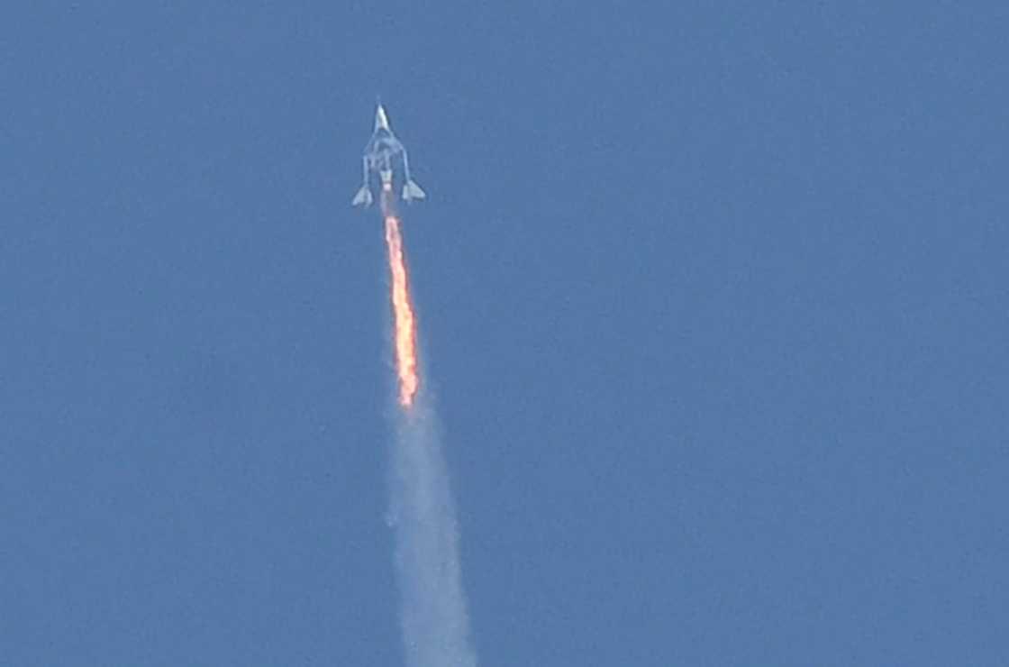 Virgin Galactic's SpaceShipTwo space plane Unity and mothership seen separating above Spaceport America, New Mexico in July 2021 -- the company has resumed spaceflights after a nearly two-year hiatus