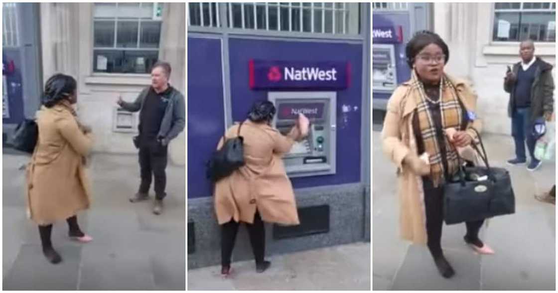 Video shows lady destroying bank's ATM with one of her heels Video shows lady destroying bank's ATM with one of her heels