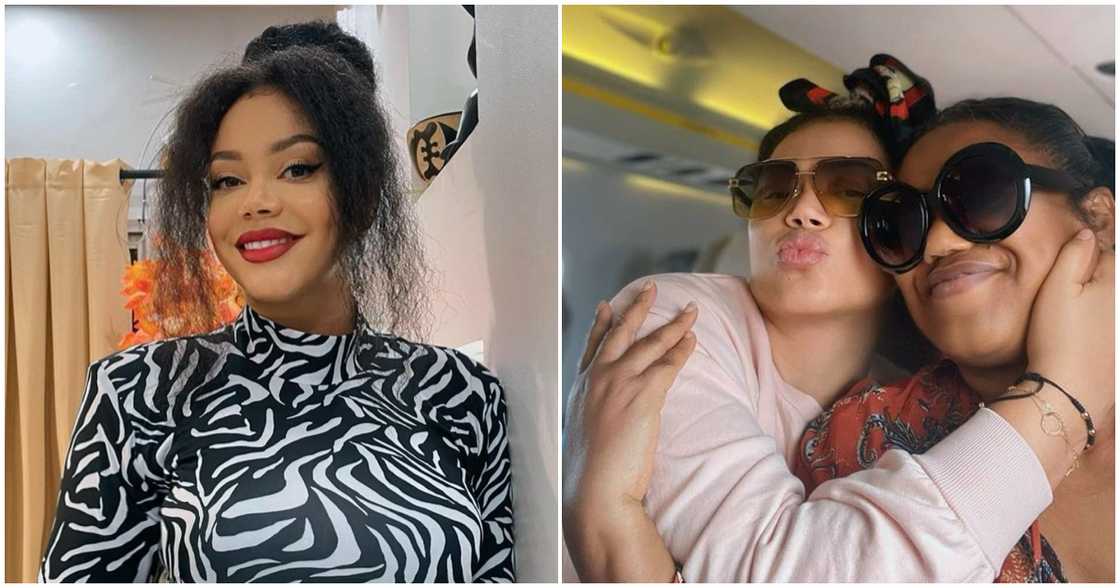 Nadia Buari hugs mother on a plane