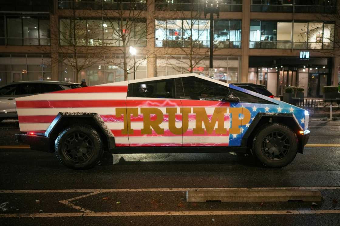 A Trump-adorned Tesla Cybertruck shown earlier this month on the eve of US President Donald Trump's inauguration A Trump-adorned Tesla Cybertruck shown earlier this month on the eve of US President Donald Trump's inauguration