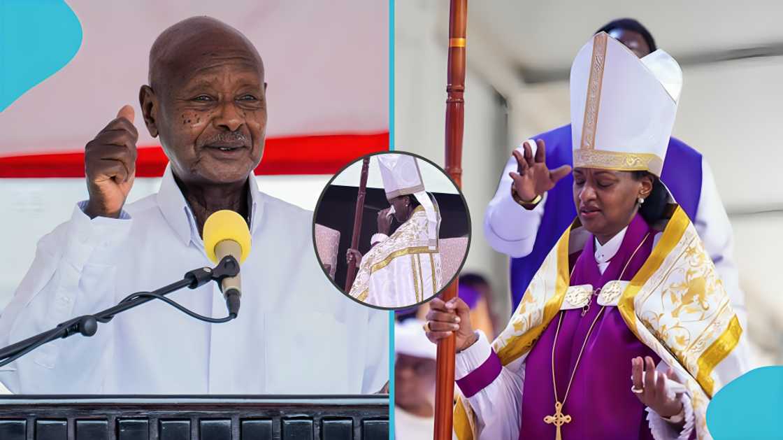 Yoweri Museveni, Patience Museveni Rwabwogo, Episcopal Bishop, Janet Museveni, Covenant Nations Church, Pastor Enoch Adeboye, Maya Uganda, African independence, gift of cows, Christian devotion, President Museveni gets emotional
